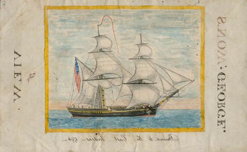 雪乔治全景(绘图), 约翰·博伊特保存的雪乔治航海日志, (未编号的页面, 用手着色的墨水